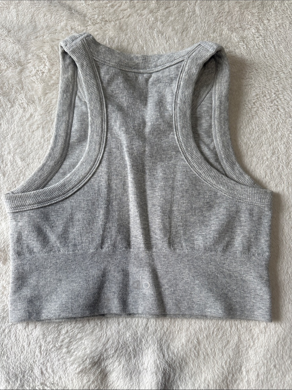 ALO Yoga Light Gray Ribbed Crop Tank - Picture 2 of 3
